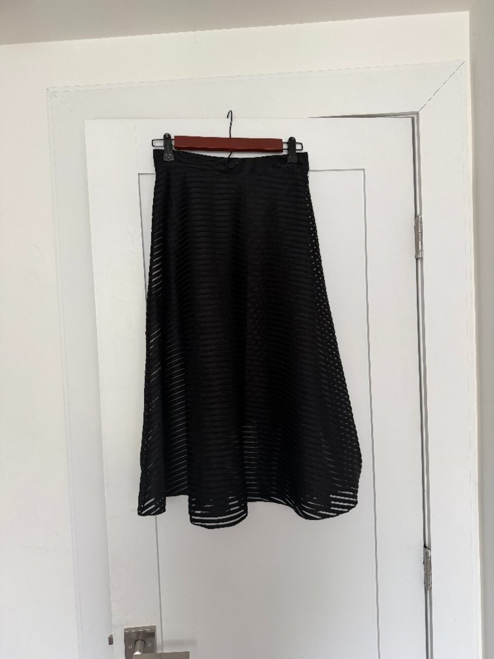 & Other Stories Black Midi Skirt Double Layer Flared A-Line US 4